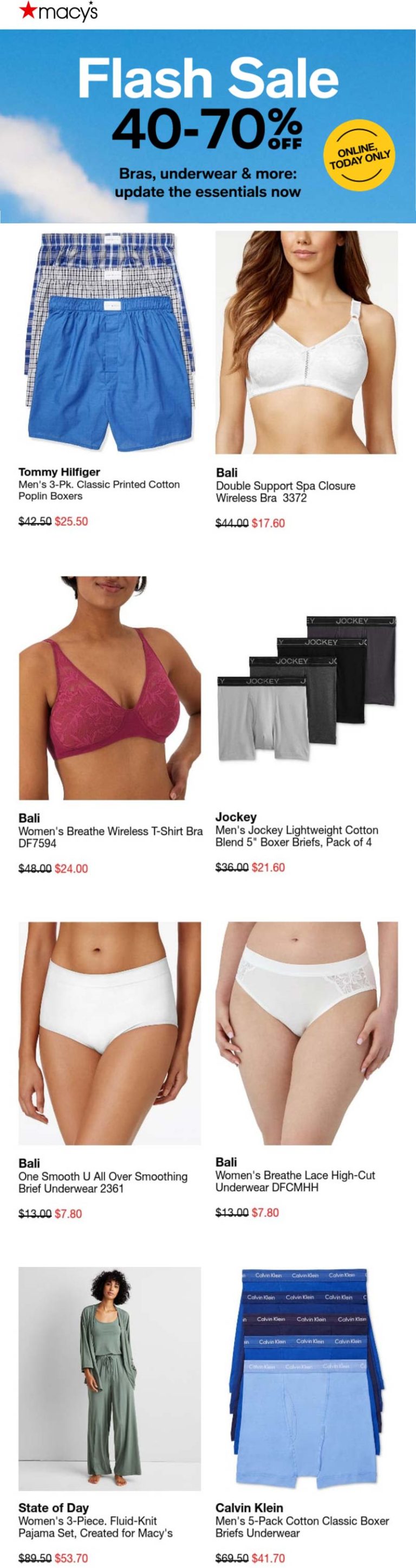 Essentials are 40-70% off online today at Macys