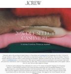 20% off cashmere at J.Crew, ditto online #jcrew