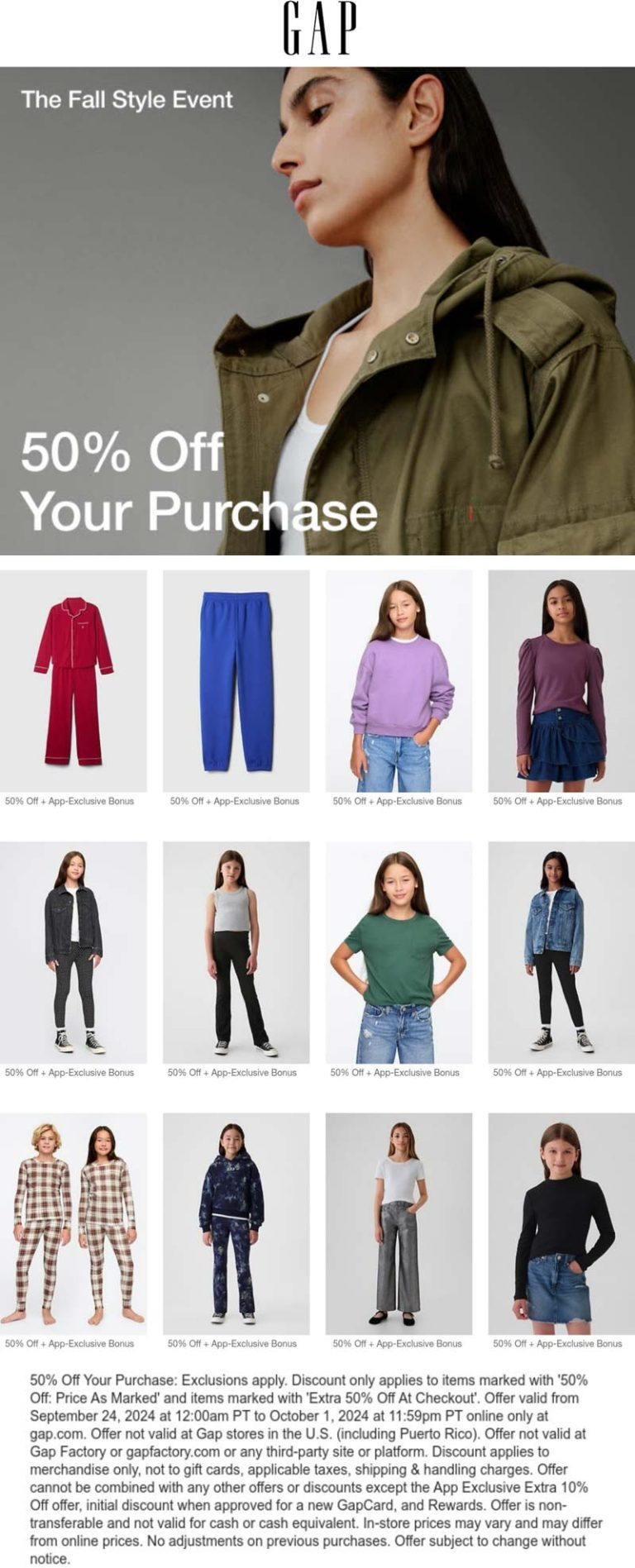 50% off online at Gap
