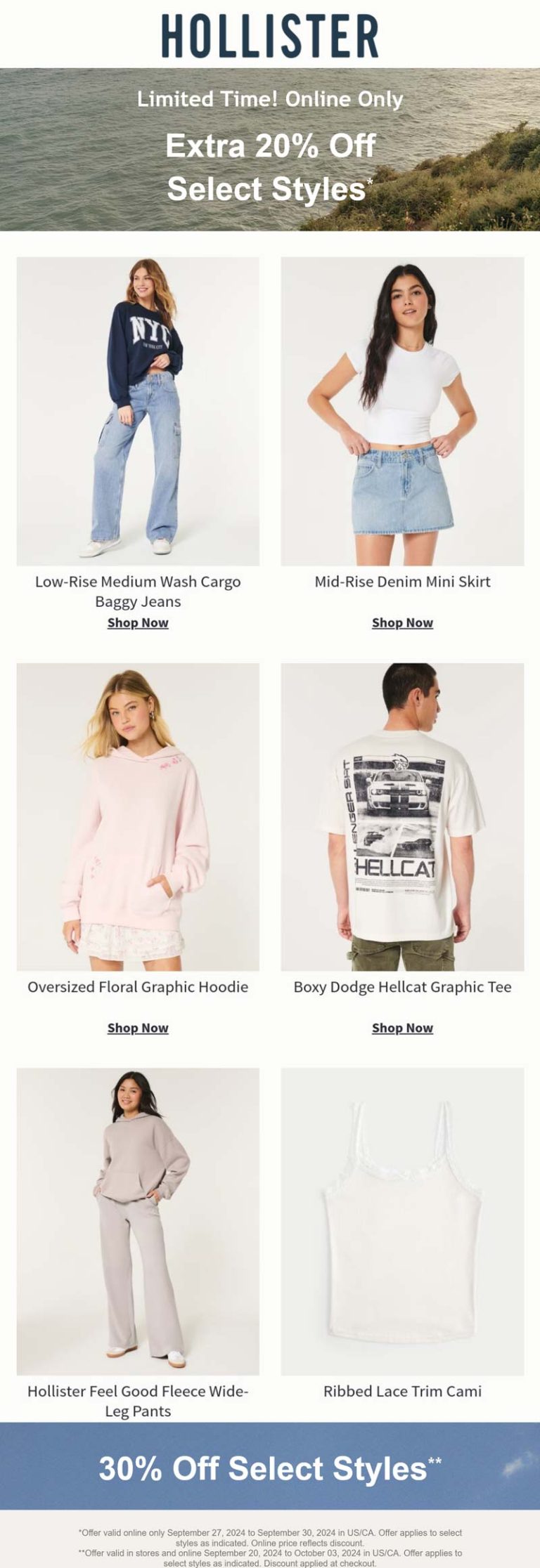 Extra 20% off online at Hollister
