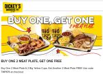 Second 2 meat plate free at Dickeys Barbecue Pit via promo code TMP876 #dickeysbarbecuepit