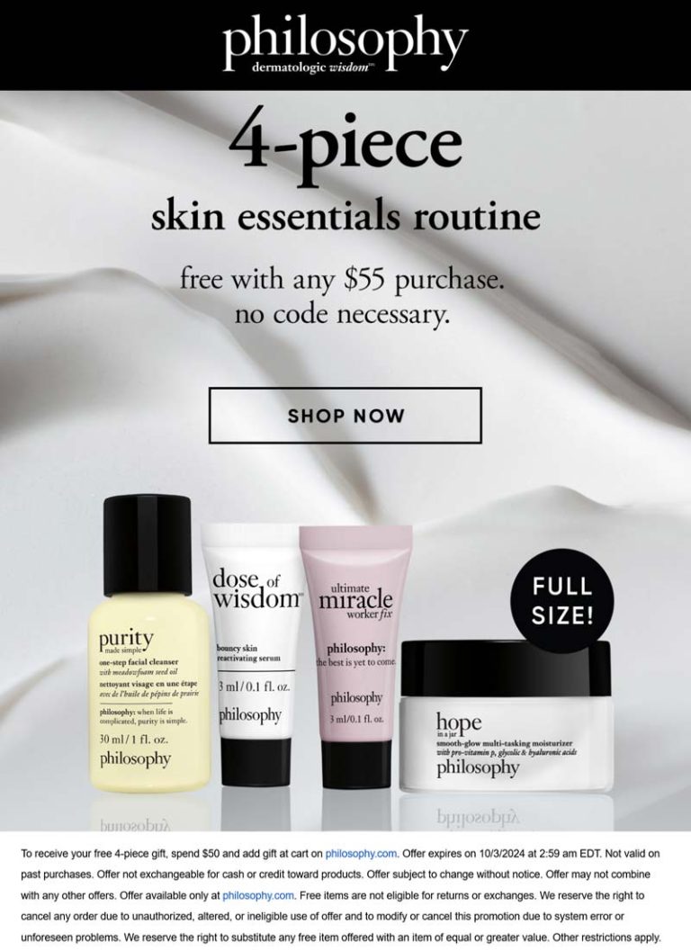 Free 4pc on $55 at Philosophy