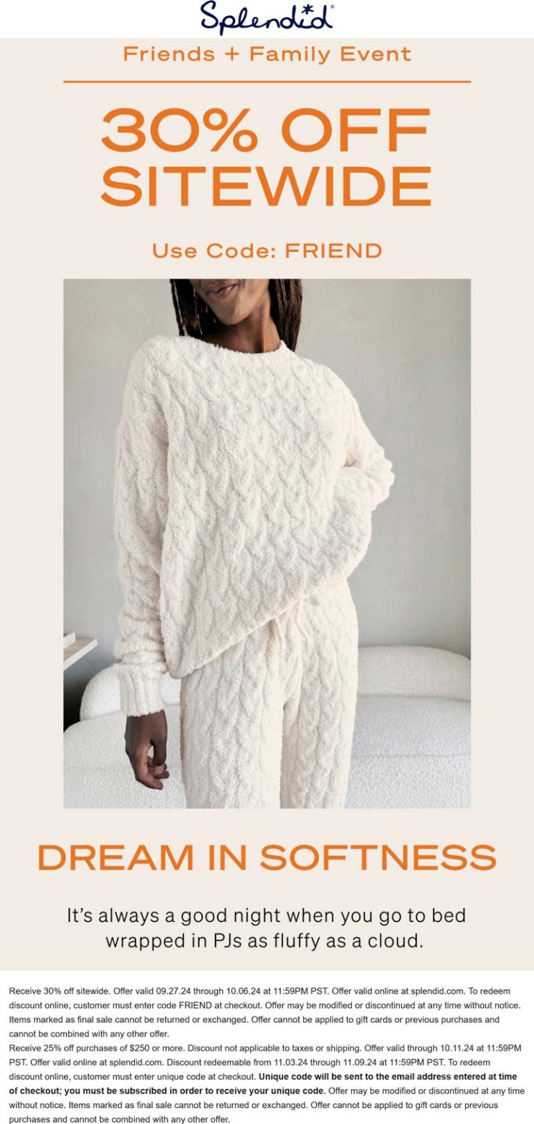 30% off everything online at Splendid via promo code FRIEND