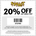 20% off a single item at Spirit Halloween, or online via promo code 372265 #spirit