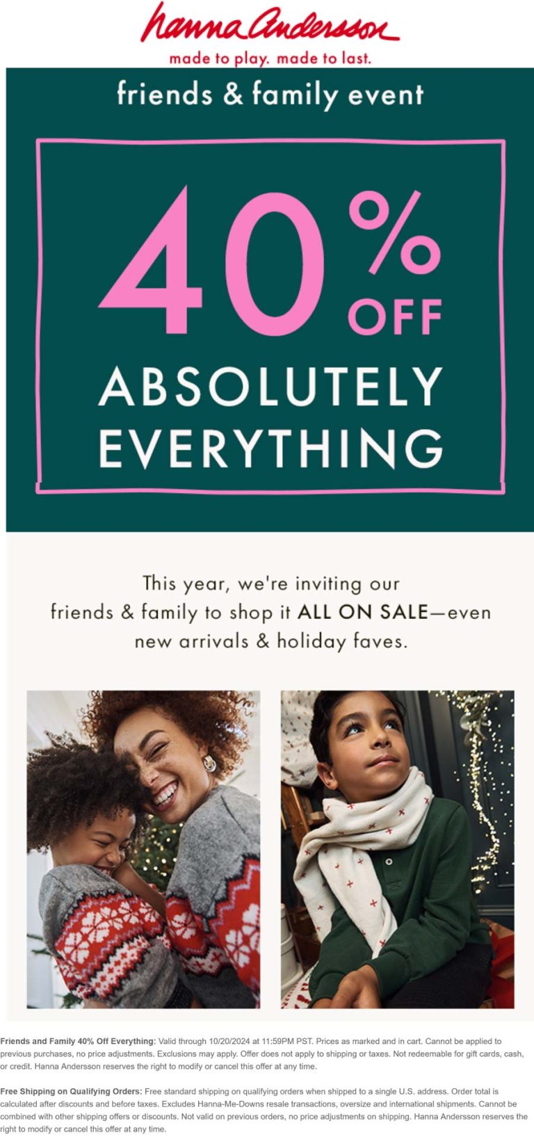40% off everything at Hanna Andersson