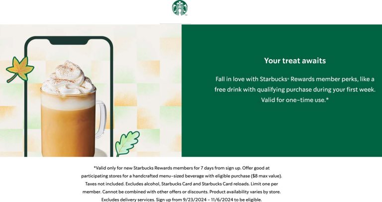 New rewards peeps score a free drink via login at Starbucks coffee