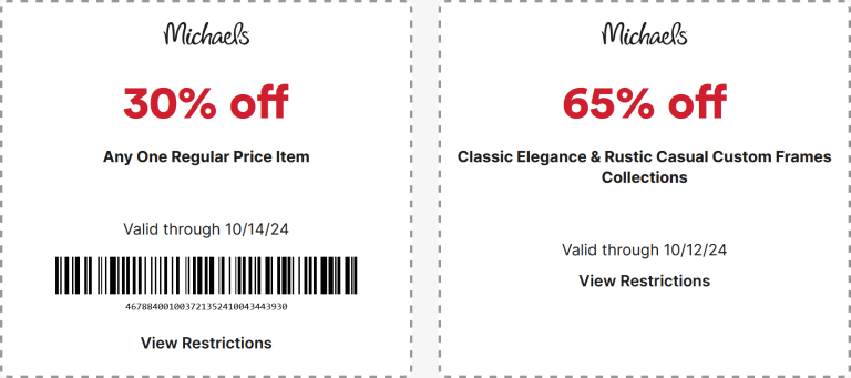 30% off a single item at Michaels