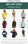 25% off $150 at Nautica via promo code TAKE25 #nautica