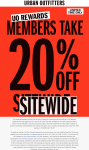 20% off everything online today at Urban Outfitters #urbanoutfitters