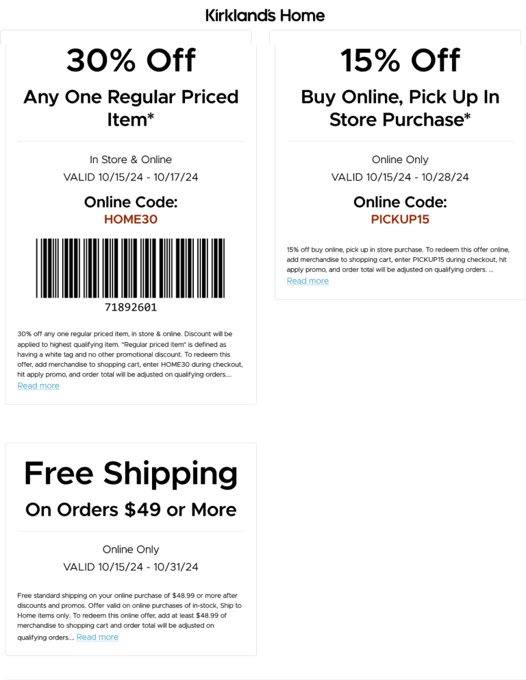 30% off a single item & more today at Kirklands, or online via promo code HOME30