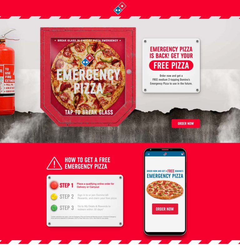 Followup 2-topping pizza free with your order at Dominos