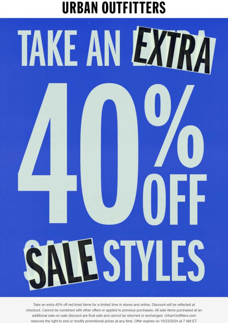 Extra 40% off sale styles at Urban Outfitters
