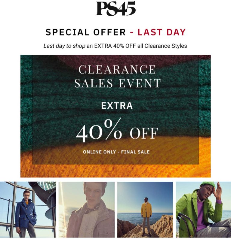Extra 40% off clearance online today at Paul Stuart