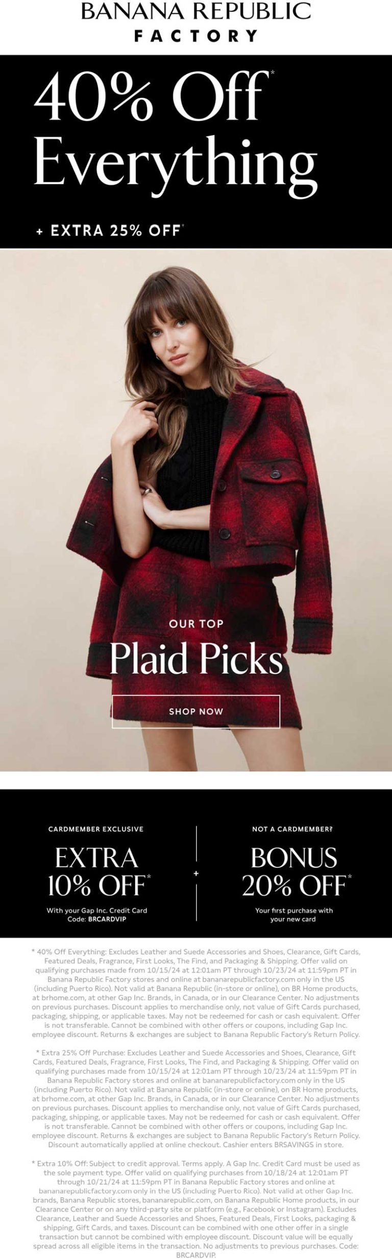 65% off everything at Banana Republic Factory