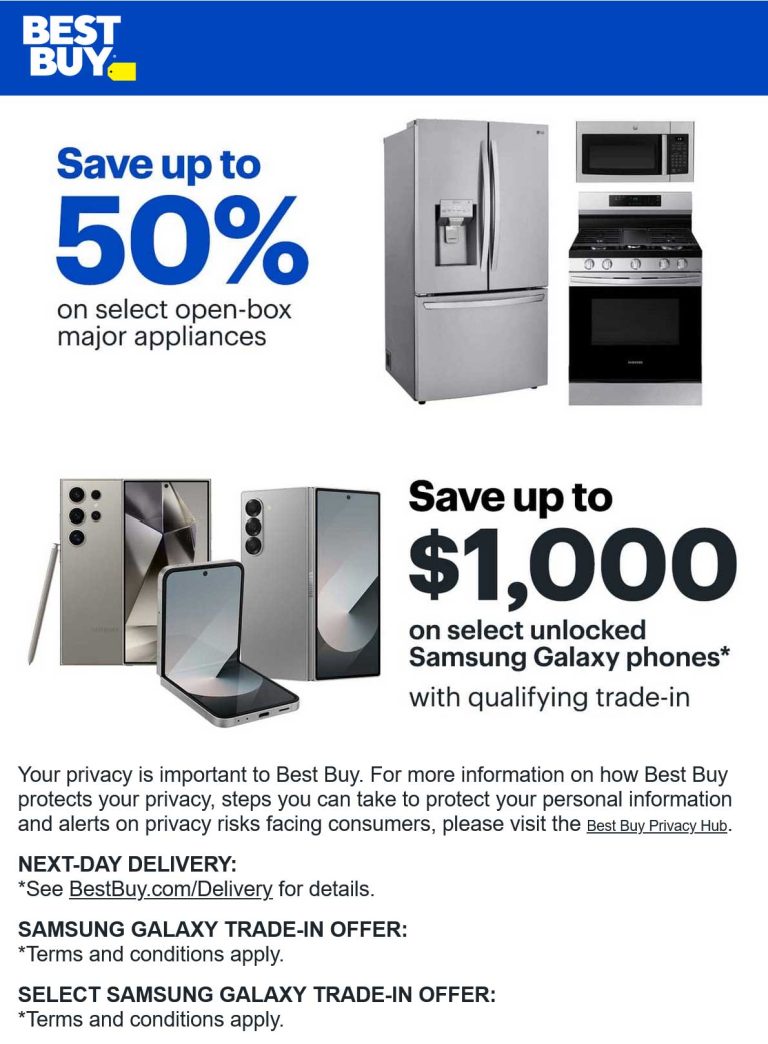 Various open box major appliances are 50% off at Best Buy