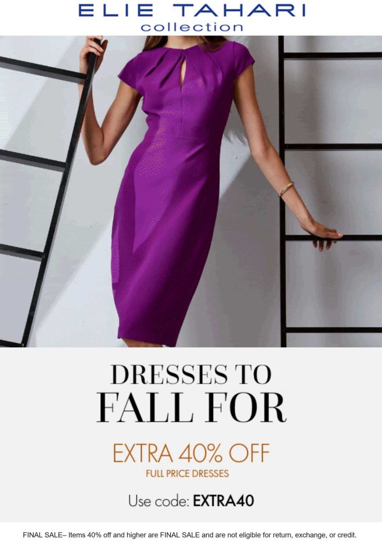 Extra 40% off dresses at Elie Tahari via promo code EXTRA40