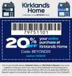 20% off everything at Kirklands Home via promo code BEYOND20 #kirklands