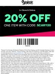 20% off a single item at Spencers, or online via promo code SCARY20 #spencers