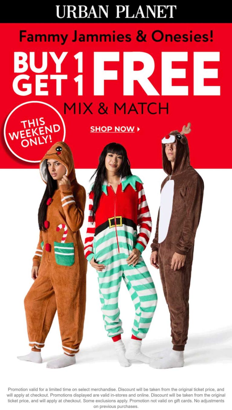 Second jammies & onesies free at Urban Planet