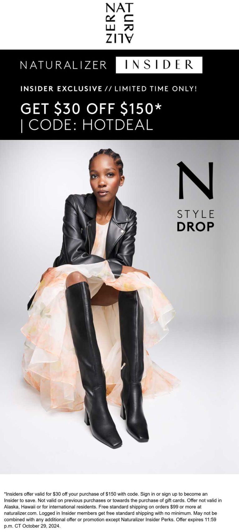 $30 off $150 at Naturalizer shoes via promo code HOTDEAL