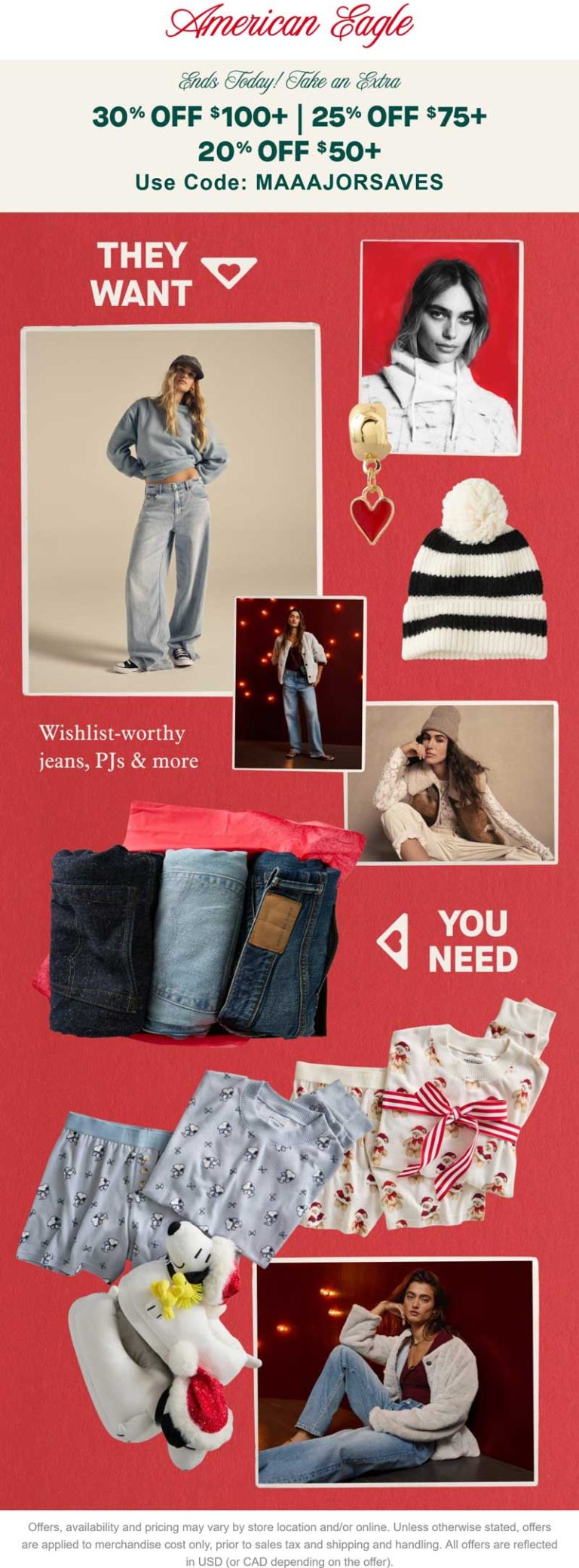 20-30% off $50+ today at American Eagle via promo code MAAAJORSAVES