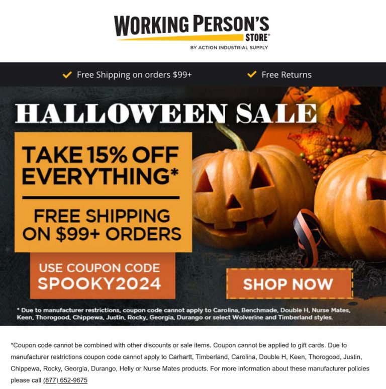 15% off everything at Working Persons Store via promo code SPOOKY2024