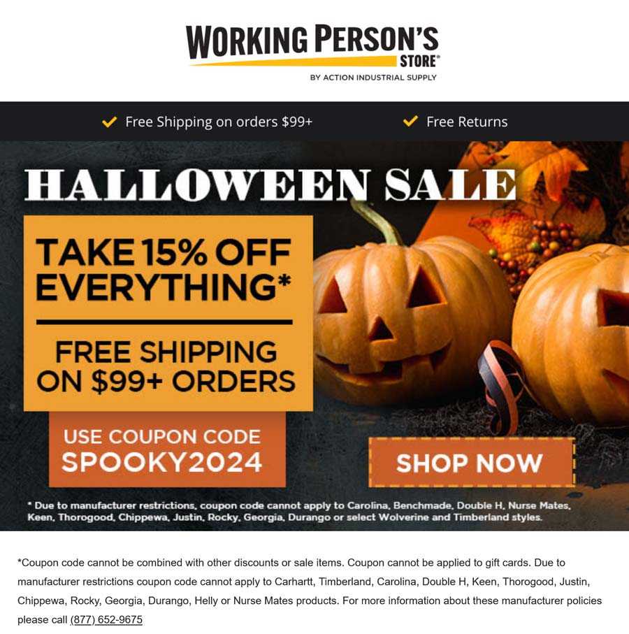 15% off everything at Working Persons Store via promo code SPOOKY2024 #workingpersonsstore