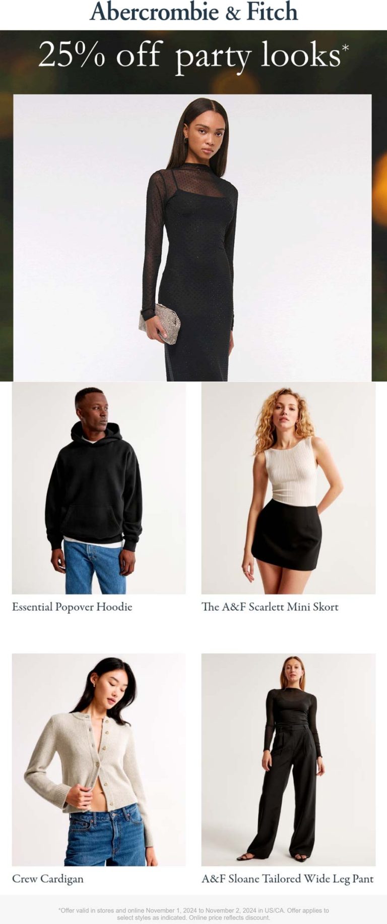 Abercrombie & Fitch coupon: 25% off party looks at Abercrombie & Fitch