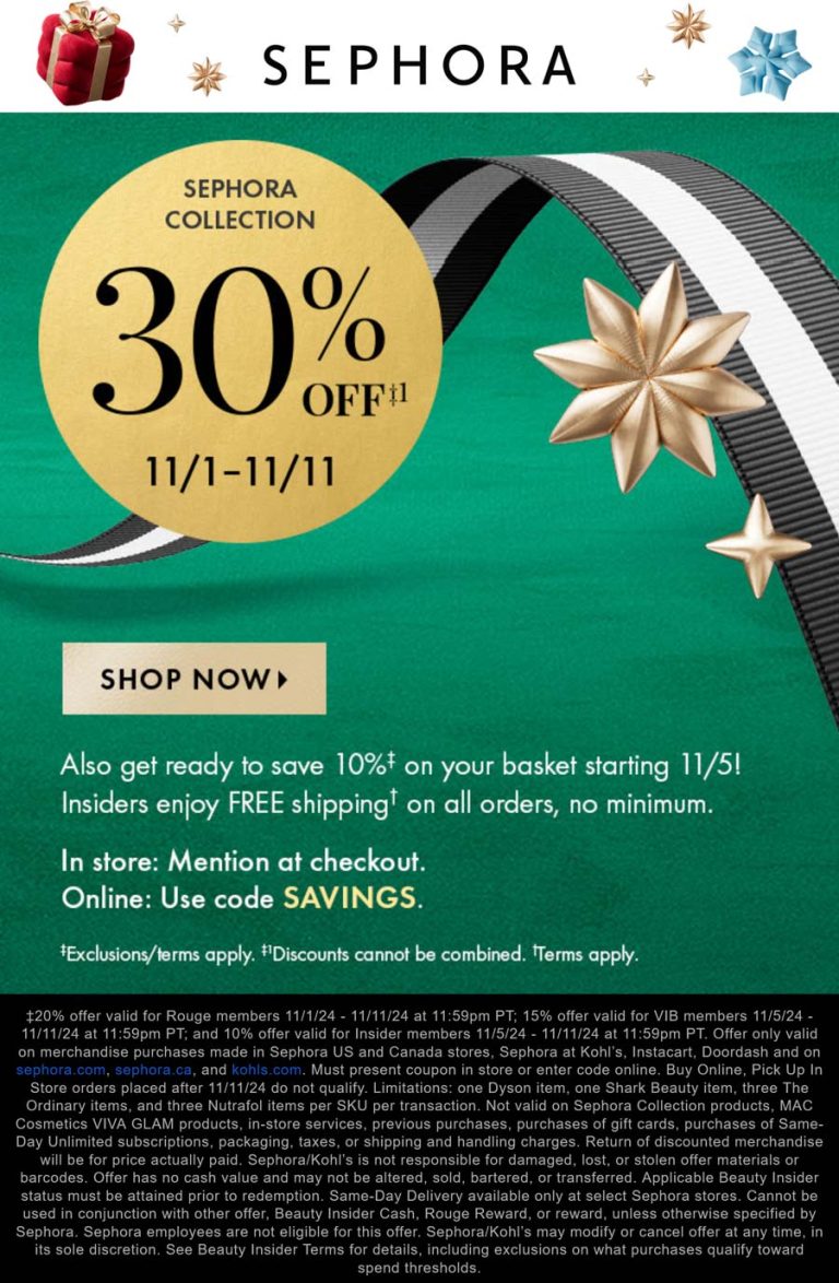 30% off the collection at Sephora, or online via promo code SAVINGS