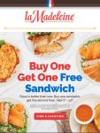 Second sandwich free all week at la Madeleine #lamadeleine