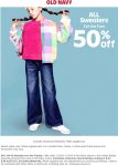 50% off all sweaters today at Old Navy, ditto online #oldnavy