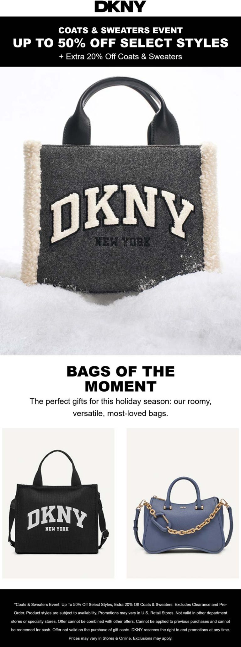 Extra 20% off outerwear & more at DKNY