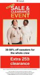 30-50% off sweaters & extra 25% off clearance at Macys #macys