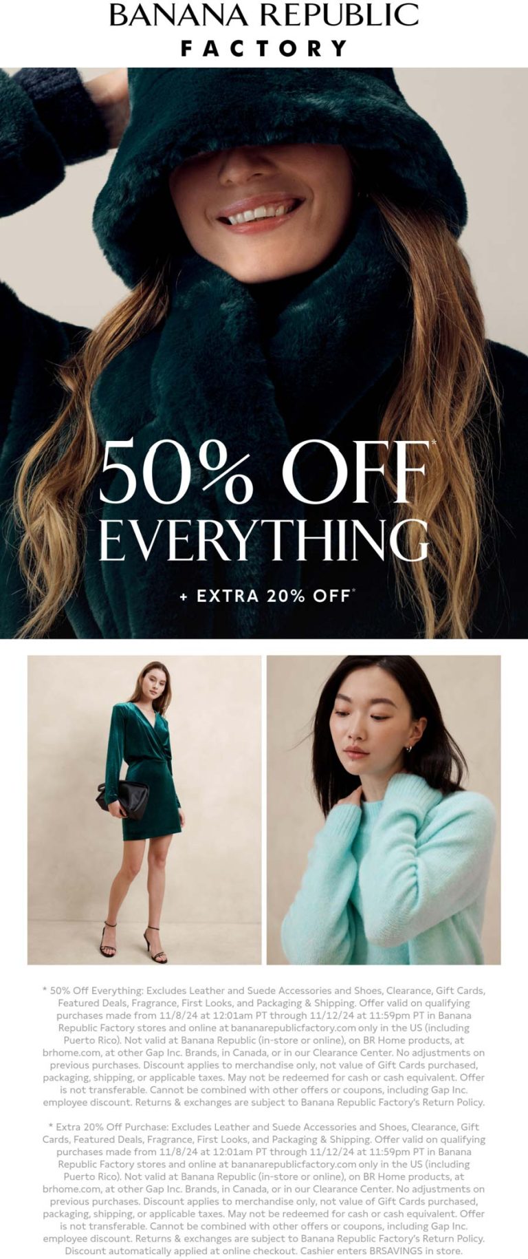 70% off everything at Banana Republic Factory