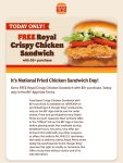 Free chicken sandwich on $5 today at Burger King #burgerking