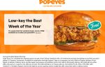 Free chicken sandwich on $10 at Popeyes #popeyes