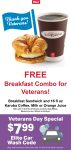 Veterans enjoy a free breakfast combo at Kwik Trip gas stations #kwiktrip