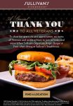 Active & veterans enjoy a free burger and fries today at Sullivans Steakhouse #sullivanssteakhouse