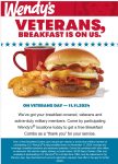 Veterans enjoy free breakfast today at Wendys #wendys