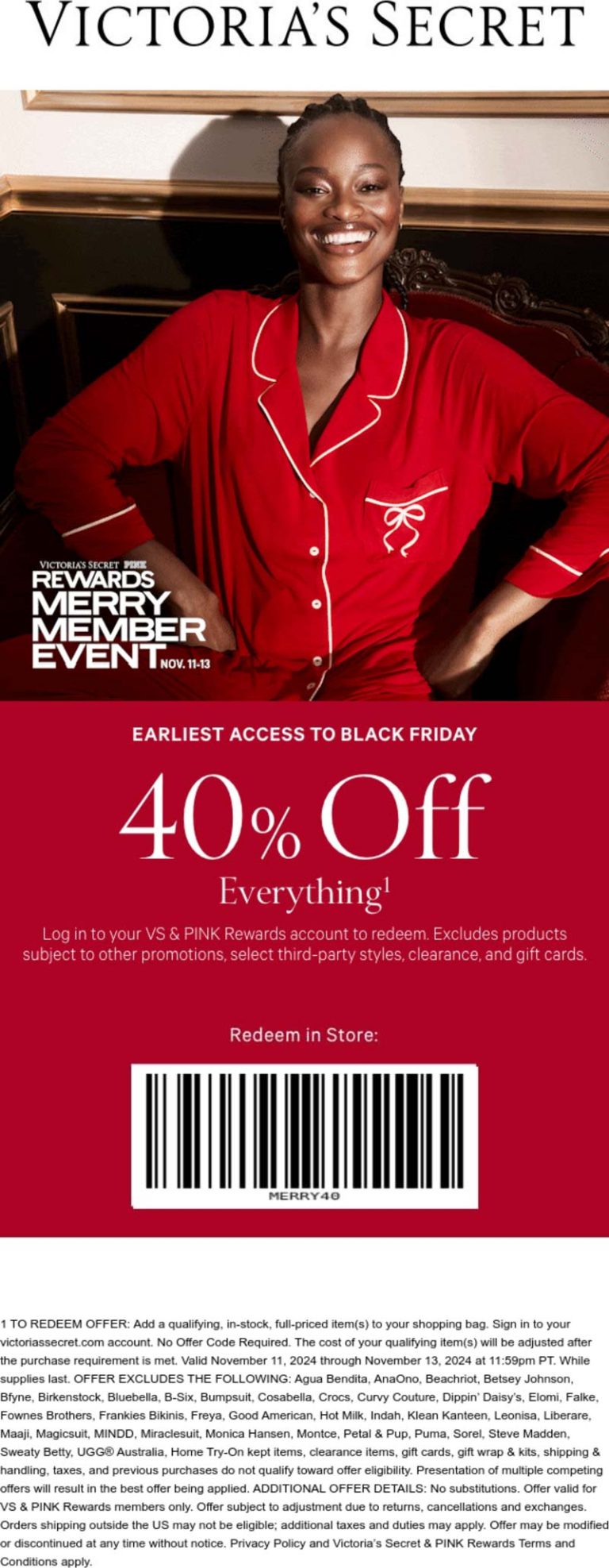 40% off everything today at Victorias Secret