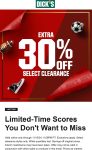 Extra 30% off various clearance today at Dicks sporting goods #dicks