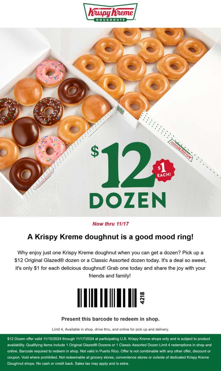 $12 dozen doughnuts at Krispy Kreme