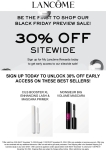 30% off everything logged in at Lancome cosmetics #lancome