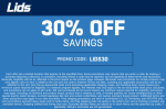 30% off at Lids via promo code LIDS30 #lids