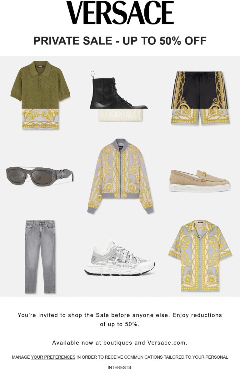 50% off going on at Versace