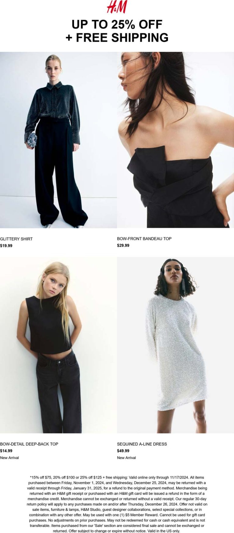 H&M coupon: 15-25% off $75+ online today at H&M