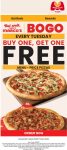 Second pizza free today at Marcos via promo code MBOGO #marcos