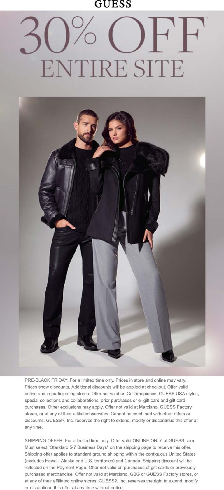 30% off everything online at GUESS