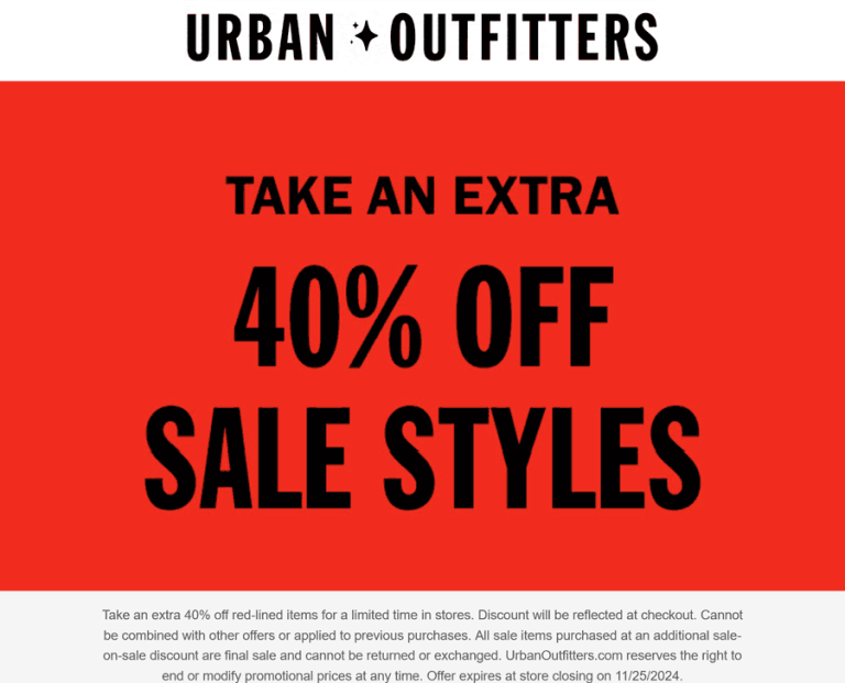Extra 40% off sale styles at Urban Outfitters