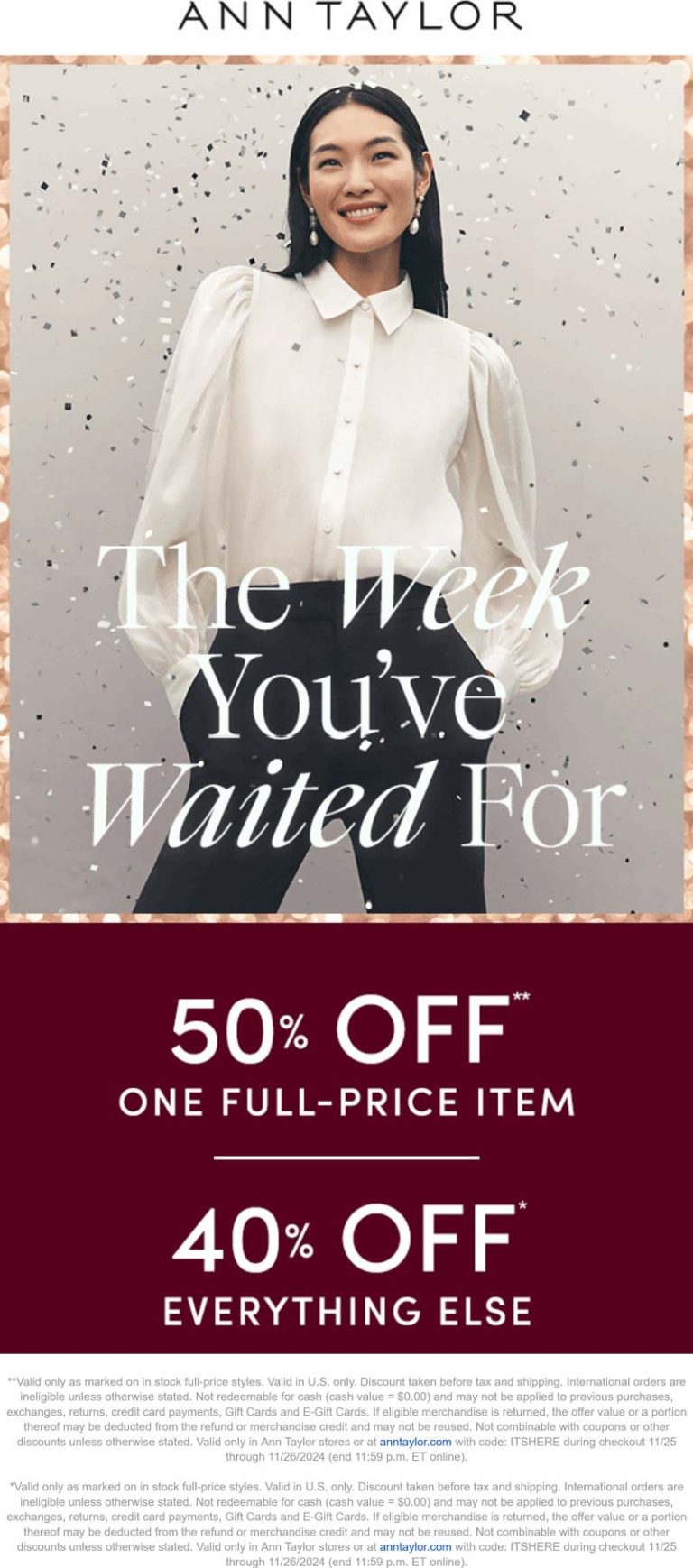 40-50% off everything at Ann Taylor